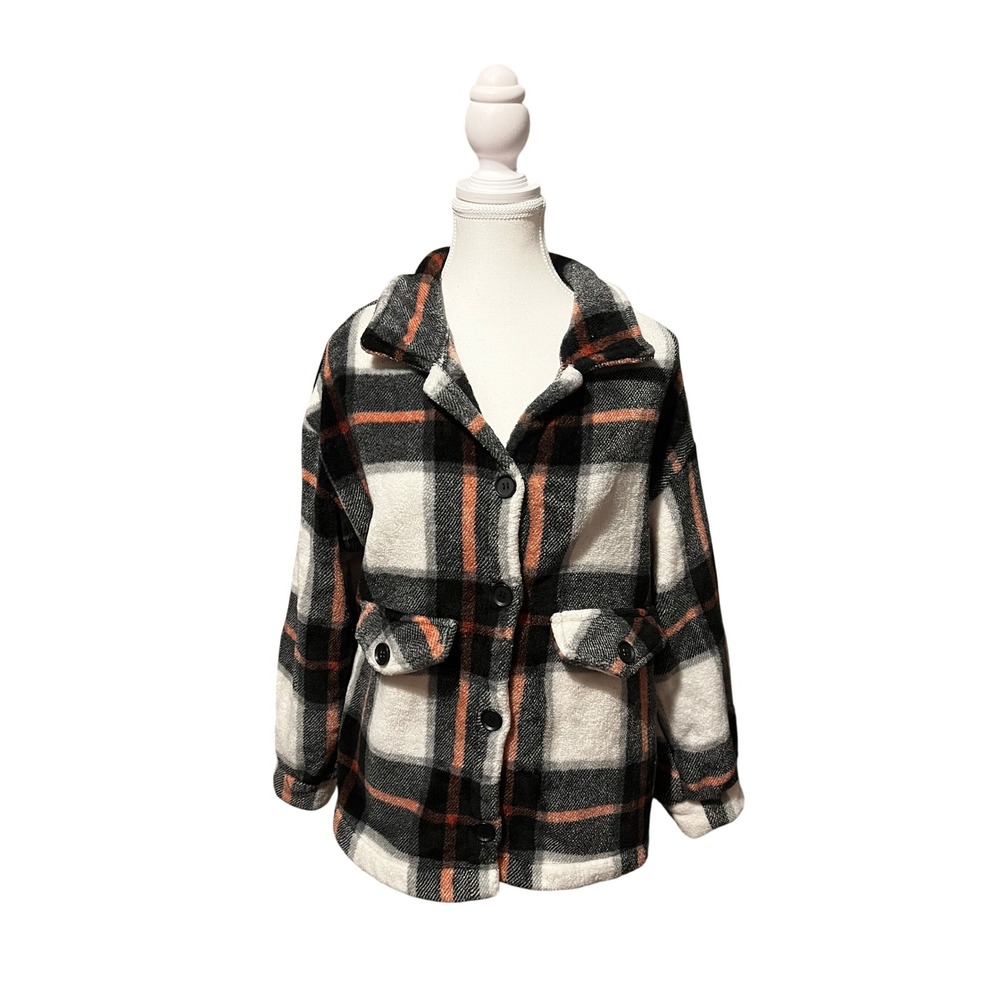 Plaid Flannel Jacket Oversized Grunge Indie Fall Layering Cozy M
